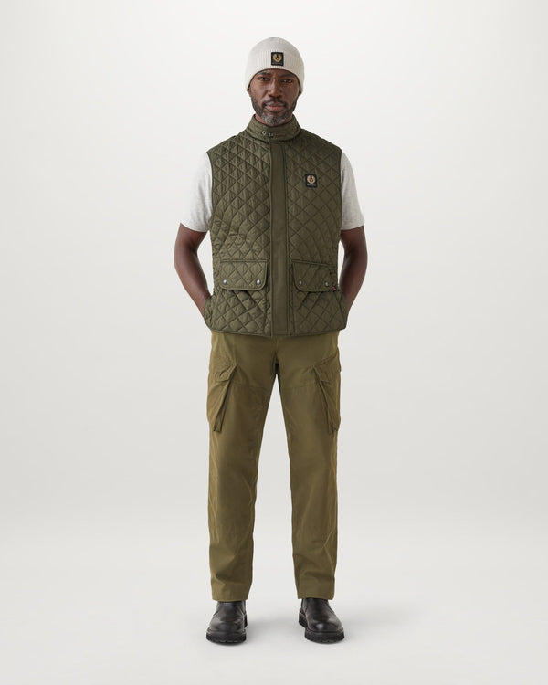 Men's Quilted Recycled Nylon Icon Gilet in Faded Olive | Belstaff ROW
