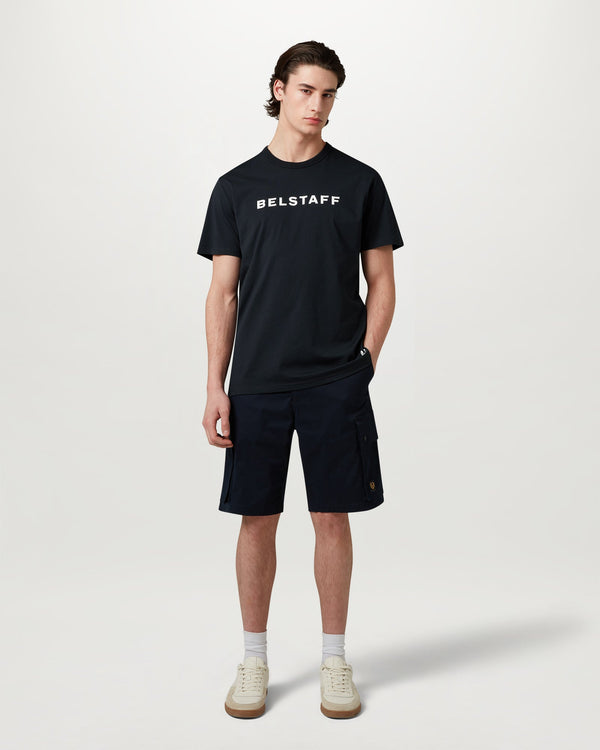 Men's Cotton Jersey Belstaff Logo T-Shirt in Dark Ink | Belstaff ROW