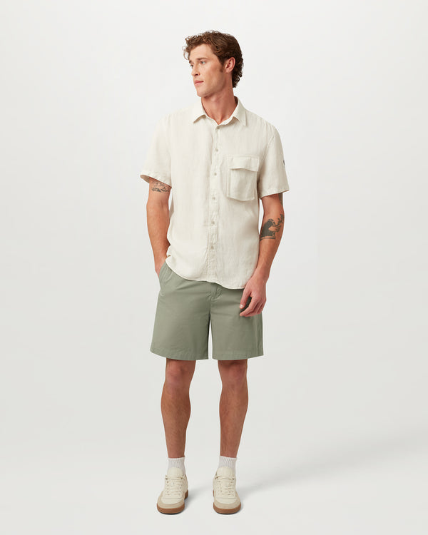 Men's Garment Dyed Linen Scale Short Sleeve Shirt in Silver Birch | Belstaff ROW