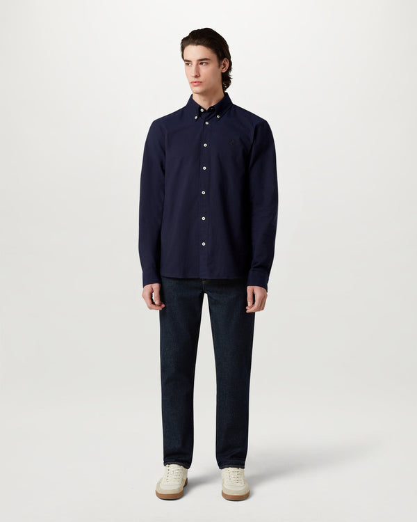 Men's Compact Cotton Oxford Street Shirt in Dark Ink | Belstaff ROW