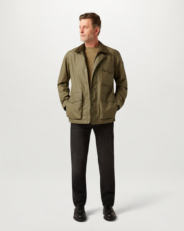 Men's Waxed Cotton Incline Jacket in Dark Fatigue Green | Belstaff US