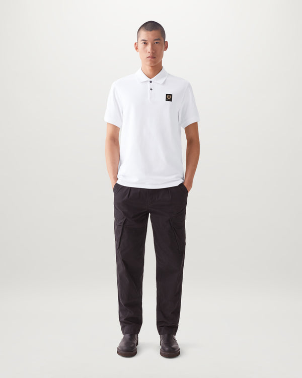 Belstaff Polo With Patch in White| Men's T-Shirts & Polos| Belstaff