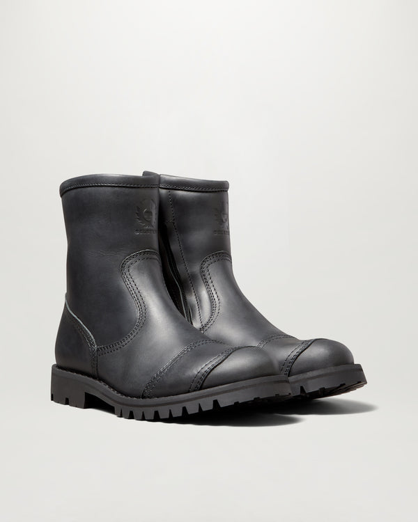 Men's Grain Leather Duration Motorcycle Boots in Black | Belstaff ROW