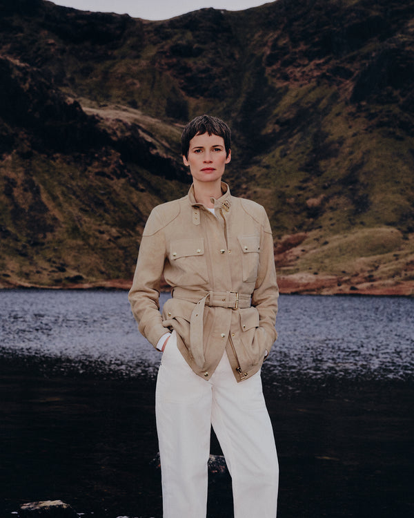 Women's Lightweight Suede Trialmaster Panther Jacket in Dark Dune | Belstaff US