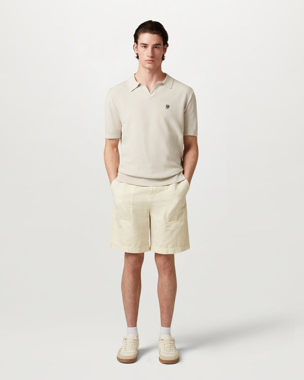 Men's Garment Dye Cotton Linen Maritime Short in Silver Birch | Belstaff US