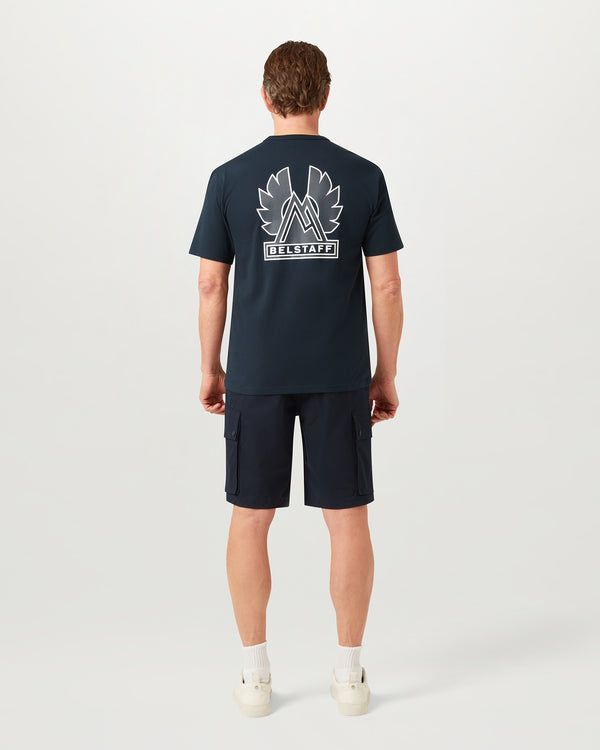 Men's Cotton Jersey Mountain Logo T-Shirt in Dark Ink | Belstaff US