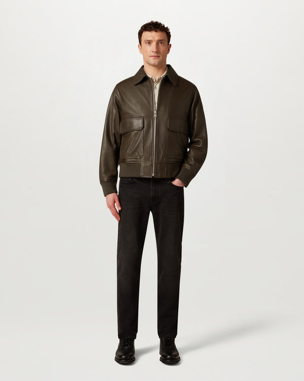 Men's Oiled Nappa Pilot Jacket in Faded Olive | Belstaff US