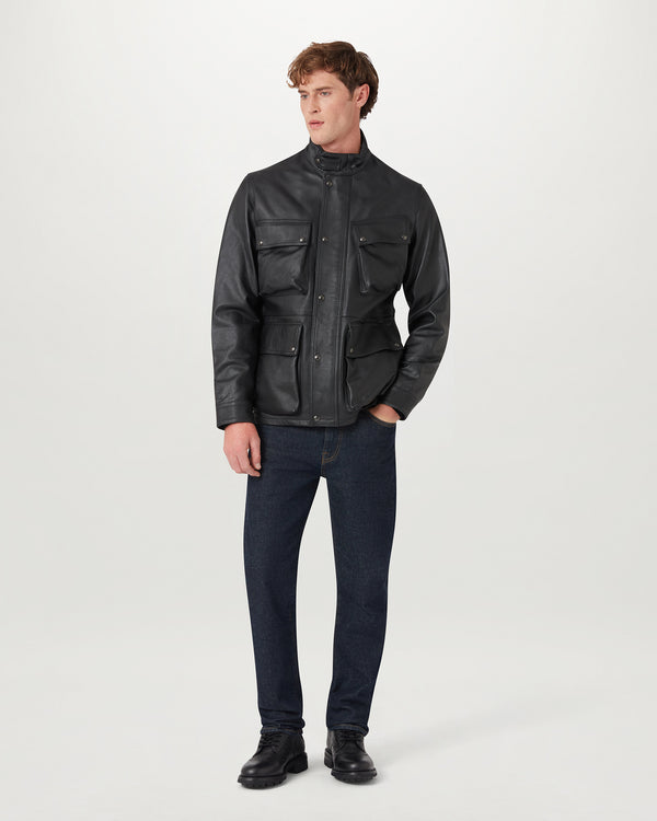 Men's Calf Leather Competitor Jacket in Black | Belstaff ROW