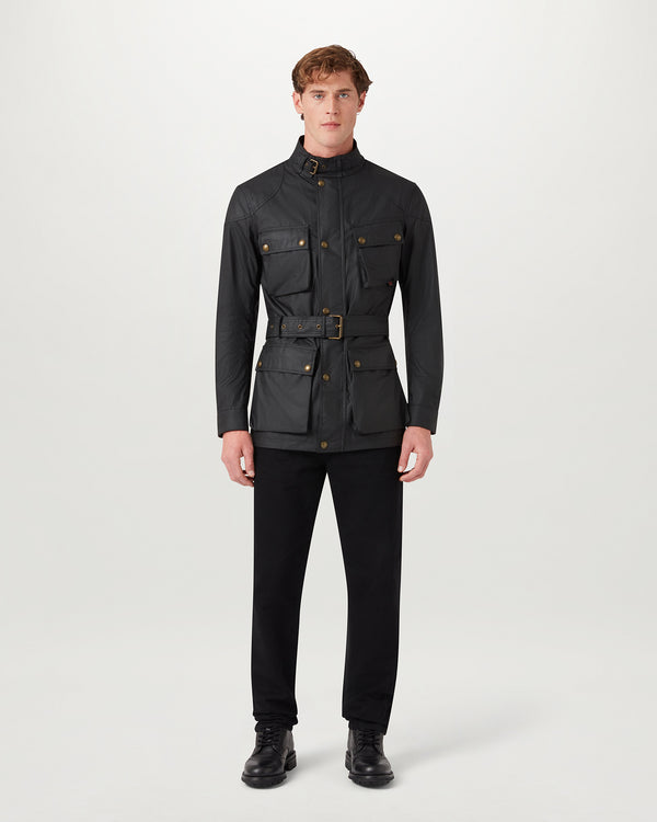 Men's Waxed Cotton Trialmaster Jacket in Black | Belstaff ROW