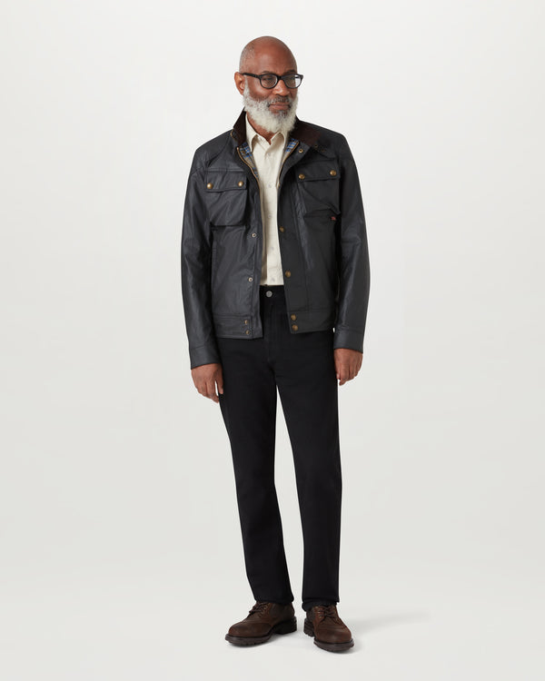 Men's Waxed Cotton Racemaster Jacket in Black | Belstaff ROW