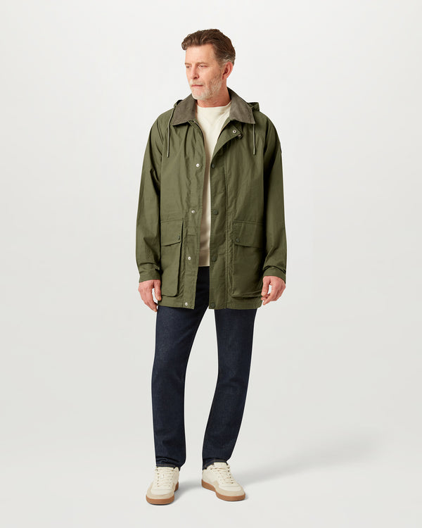Men's Dry Waxed Cotton Incline Parka in True Olive | Belstaff US