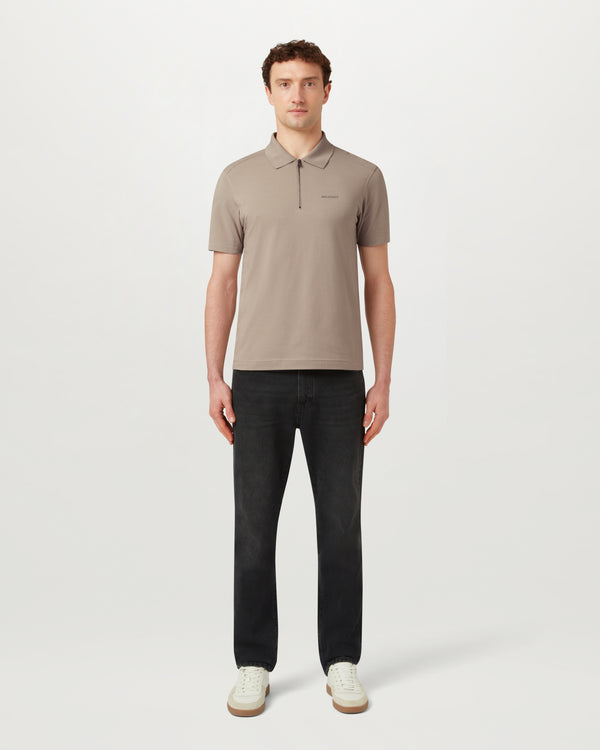 Men's Cotton Jersey Alloy Polo in Dark Sand | Belstaff US