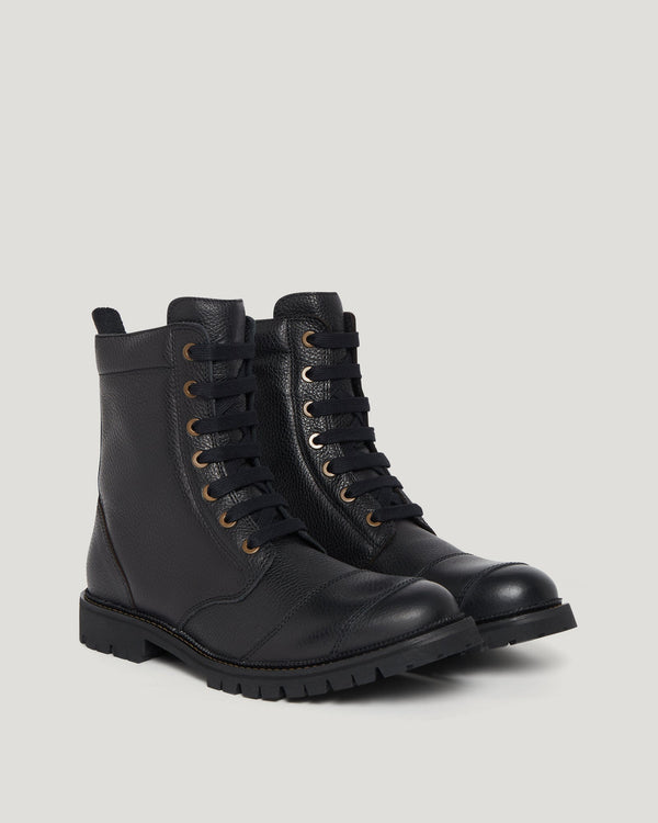 Men's Tumbled Leather Resolve Motorcycle Boots in Black | Belstaff ROW