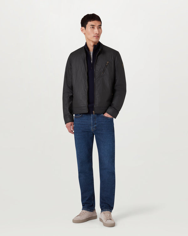 Men's Waxed Cotton Sideline Jacket in Dark Navy | Belstaff ROW