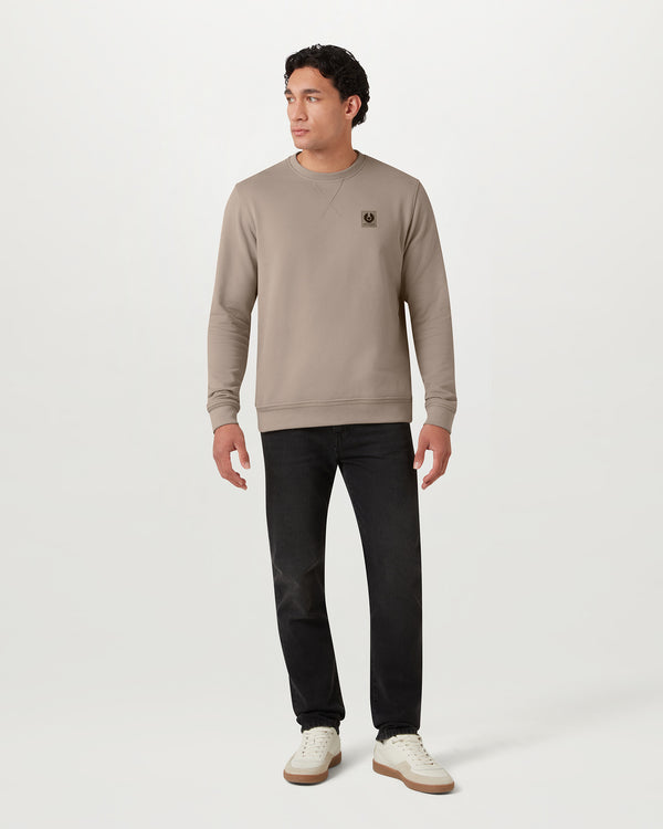Men's Cotton Fleece Belstaff Sweatshirt in Dark Sand | Belstaff US