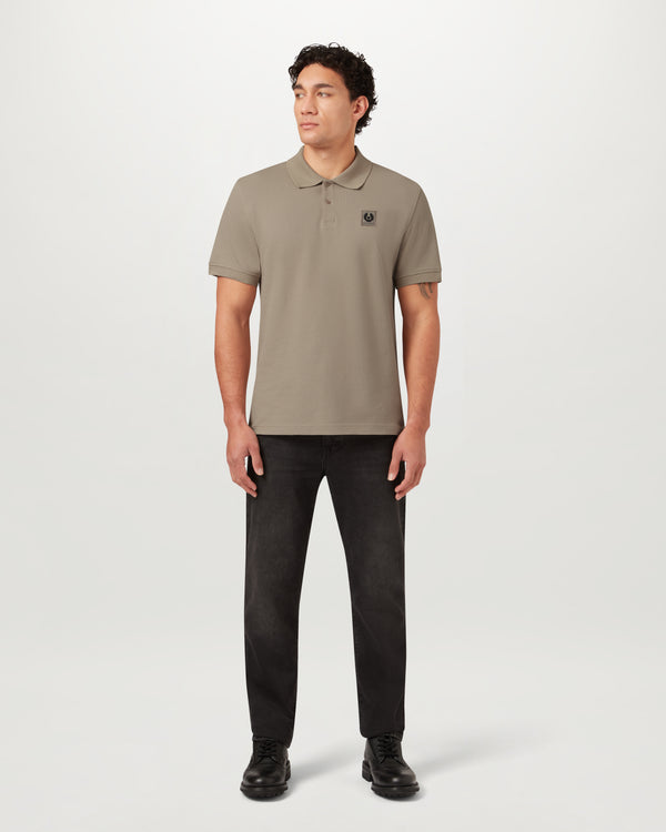 Men's Cotton Pique Belstaff Polo in Dark Sand | Belstaff ROW