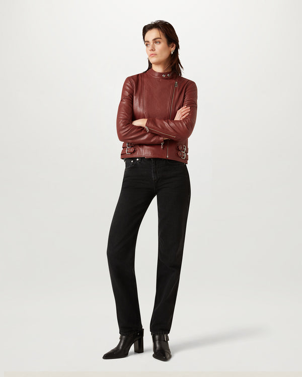 Women's Semi Veg Tan Leather Russo Jacket in Dark Rally Red | Belstaff US