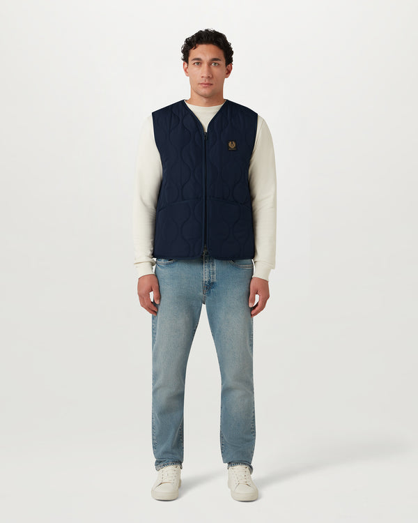 Men's Quilted Recycled Nylon Base Gilet in Dark Ink | Belstaff US