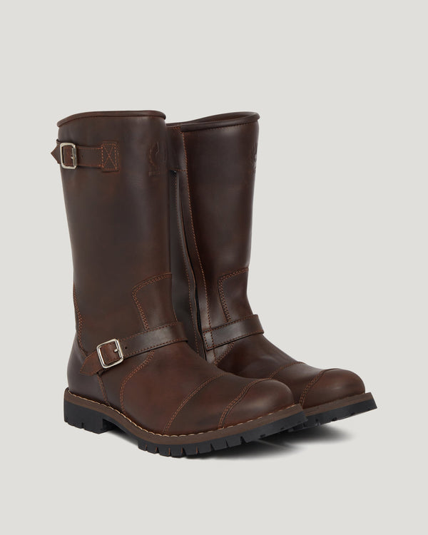 Men's Grain Leather Endurance Motorcycle Boots in Blackbrown | Belstaff ROW