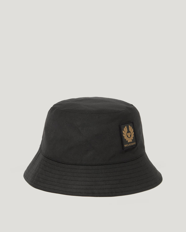 Unisex Waxed Cotton Bucket Hat in Black | Belstaff ROW