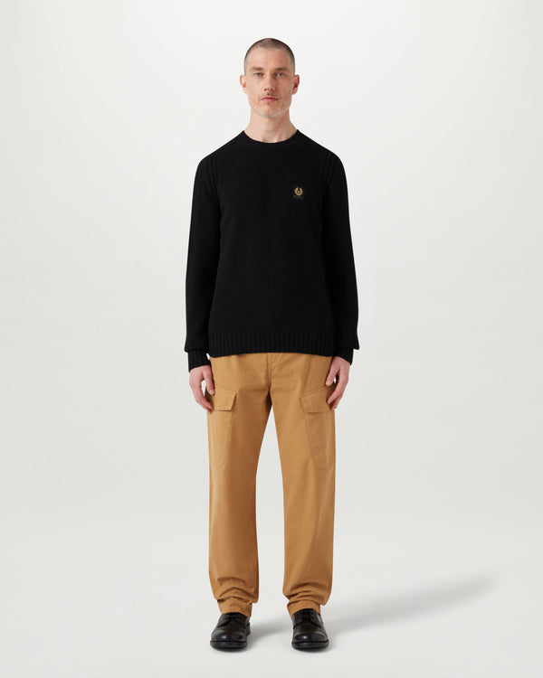 Watch Crewneck Jumper in Black | Men's Knitwear | Belstaff ROW