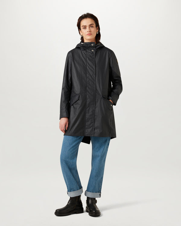 Women's Waxed Cotton Clancy Parka in MID BLUE | Belstaff US