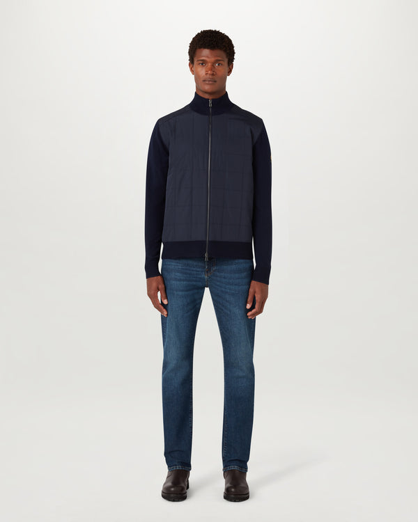 Men's Merino Wool Kelbrook Zip Cardigan in Dark Ink | Belstaff ROW