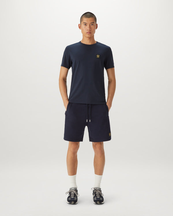 Men's Cotton Fleece Belstaff Sweatshorts in Dark Ink | Belstaff ROW