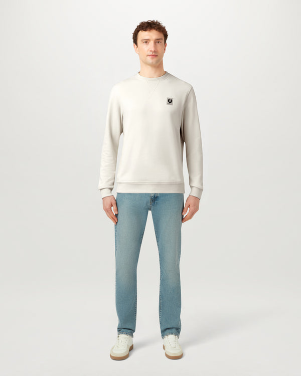 Men's Cotton Fleece Belstaff Sweatshirt in Silver Birch | Belstaff ROW