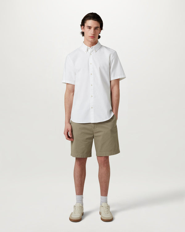 Men's Compact Cotton Oxford Short Sleeve Street Shirt in White | Belstaff US