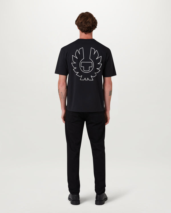 Men's Cotton Jersey Border T-Shirt in Black | Belstaff ROW