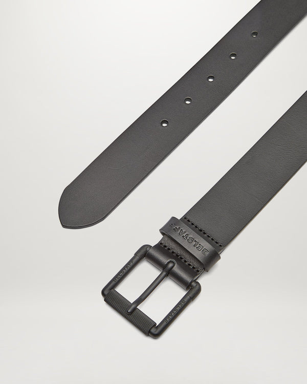 Men's Calf Leather Roller Buckle Belt in Black | Belstaff ROW