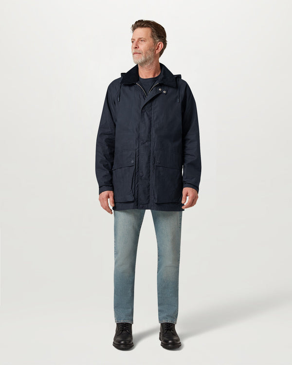 Men's Dry Waxed Cotton Incline Parka in Dark Ink | Belstaff US