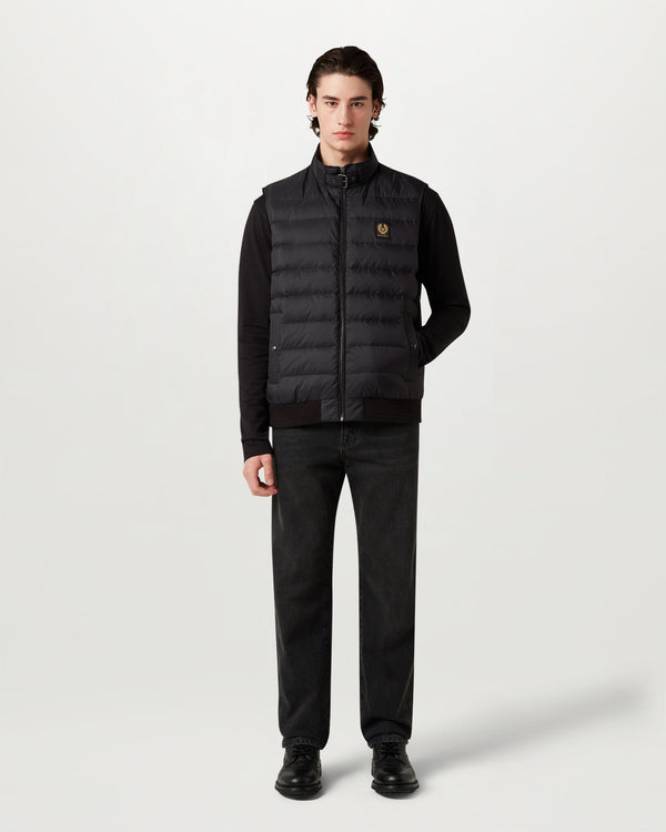 Men's Down Filled Nylon Circuit Gilet in Black | Belstaff ROW