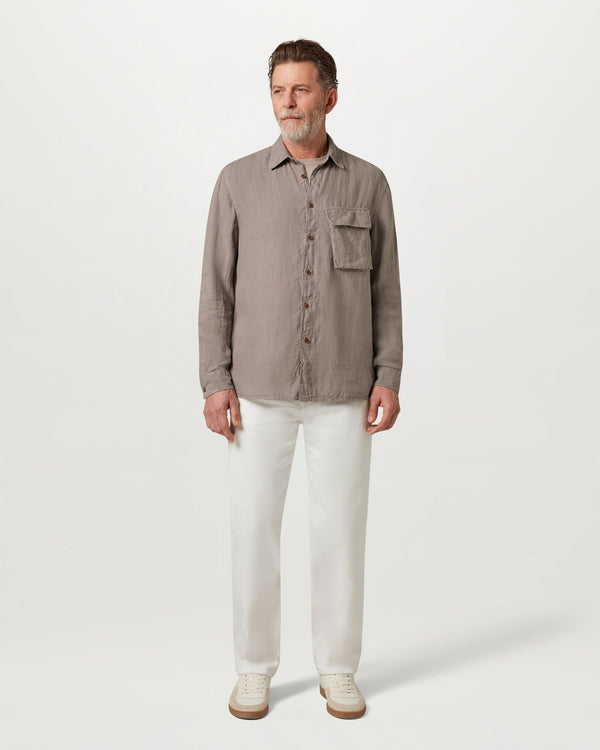 Men's Garment Dyed Linen Scale Shirt in Asphalt | Belstaff US