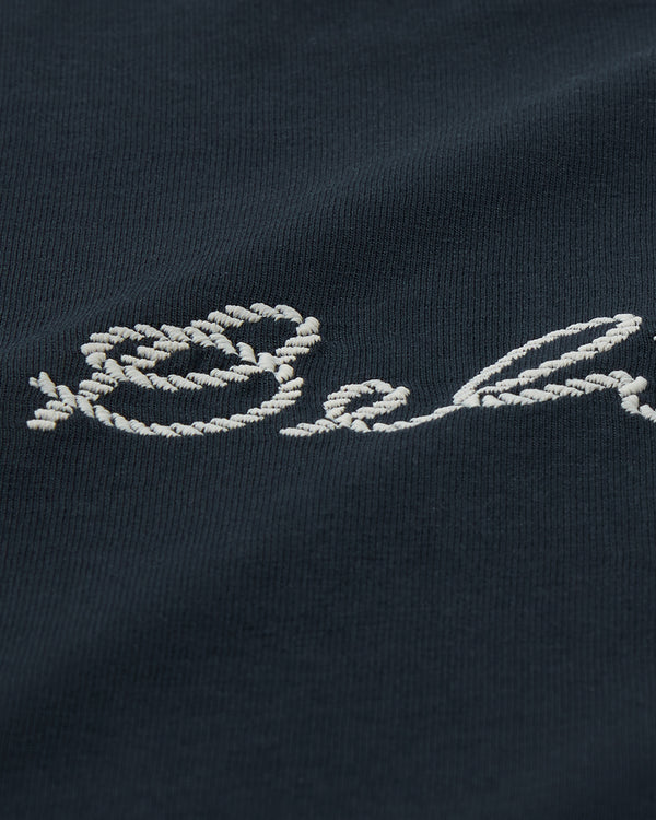 Women's Cotton Jersey Peri Embroidered T-Shirt in Dark Ink | Belstaff US