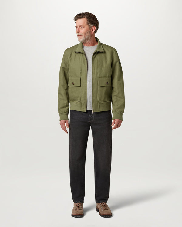Men's Tailored Linen Cotton Twill Helston Jacket in True Olive | Belstaff US