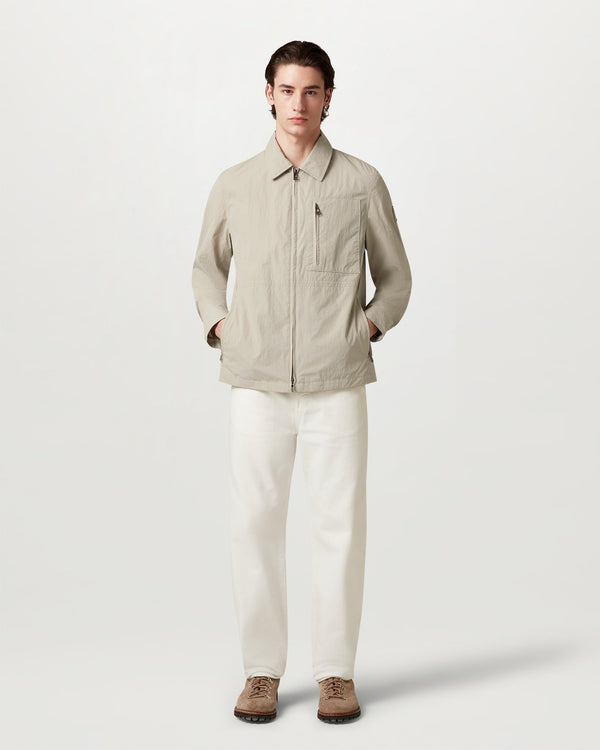 Men's Alpha Nylon Grid Overshirt in Dark Sand | Belstaff US