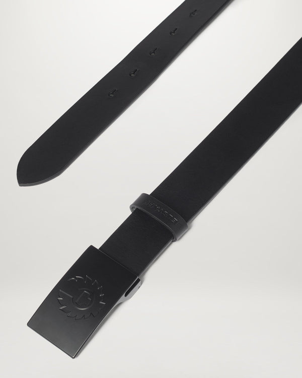 Unisex Calf Leather Phoenix Buckle Belt in Black / Black | Belstaff ROW