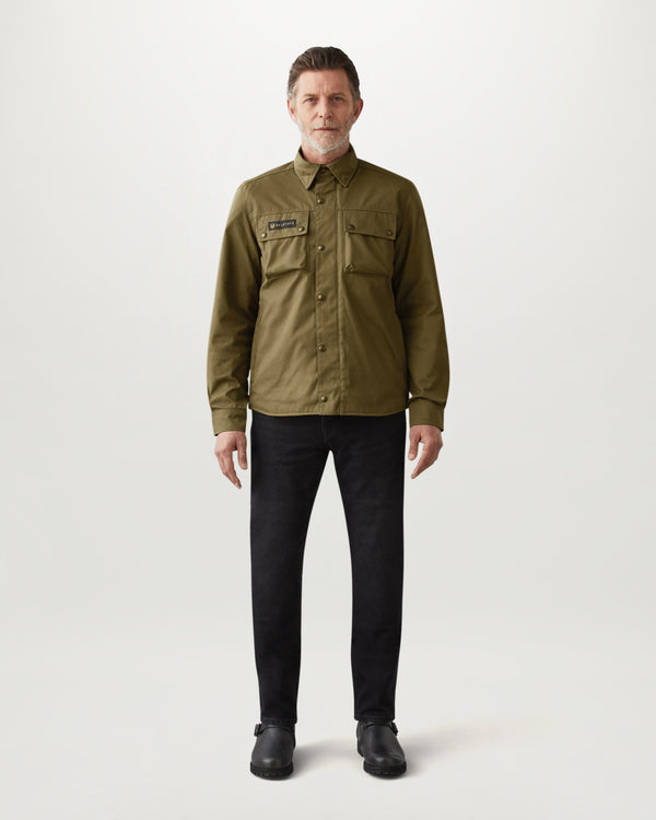 Men's Poly Cotton Canvas Mansion Shirt in Belstaff Olive | Belstaff ROW