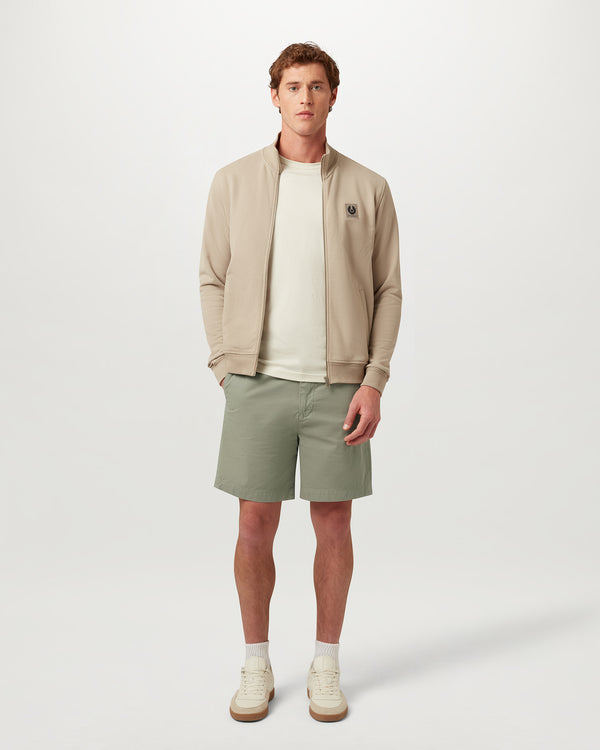 Men's Garment Dye Cotton Rally Short in Lichen | Belstaff US
