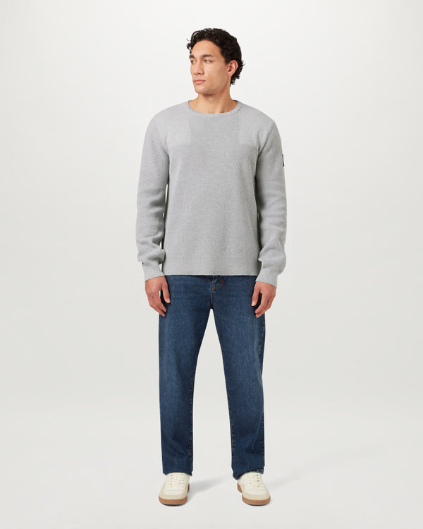 Men's Organic Cotton Commander Crewneck Jumper in Old Silver Heather | Belstaff US